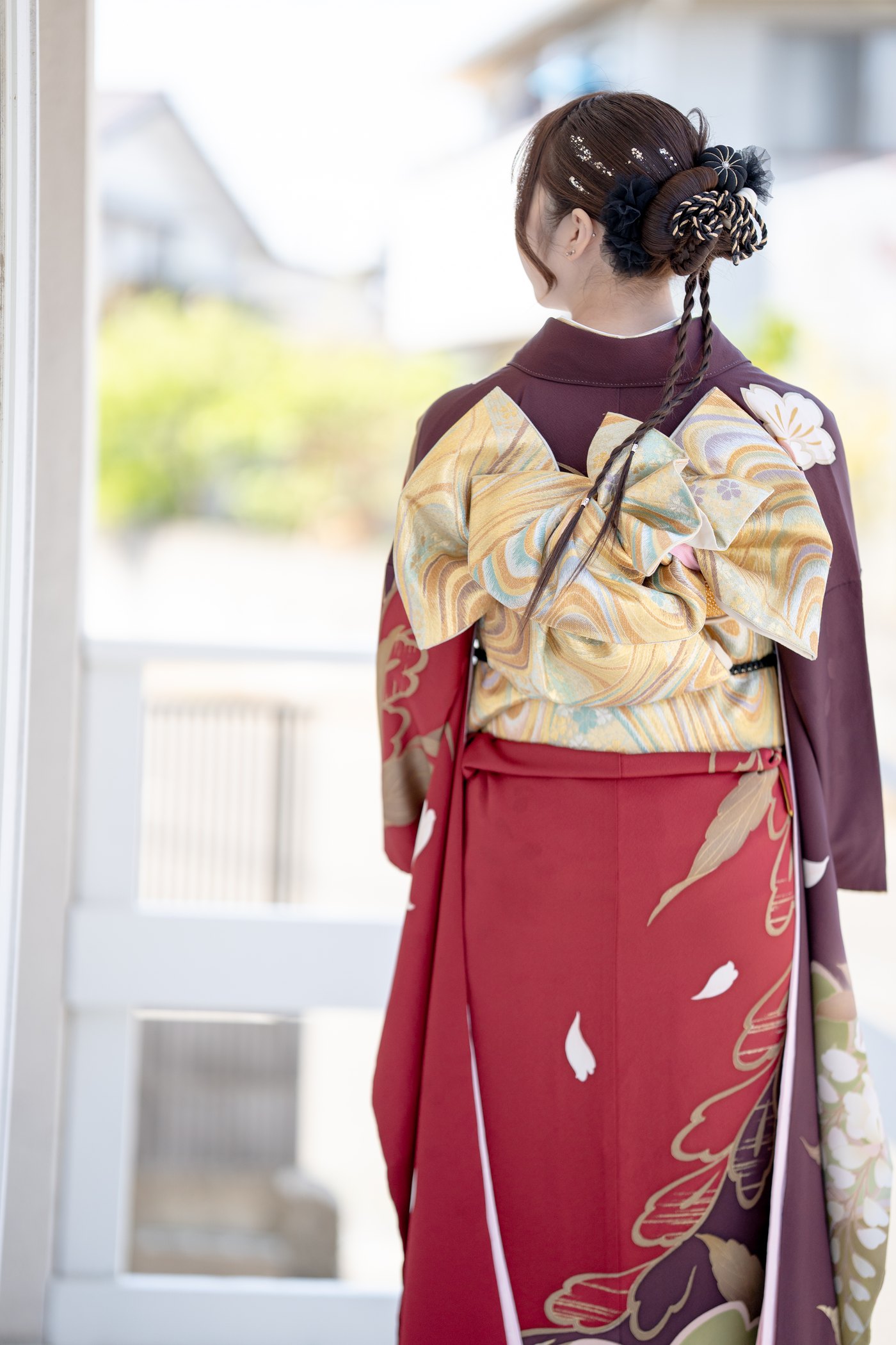 成人式振袖前撮り 後ろ姿・帯